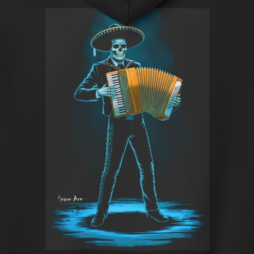 Mariachi Accordion Hoodie — Day of the Dead Skull Graphic Hoodie
