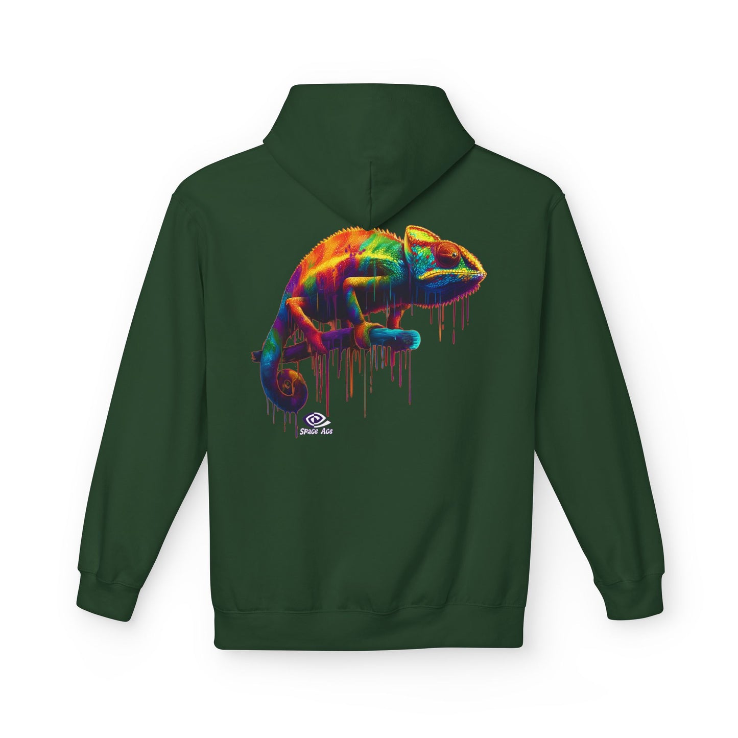 Benchmark Chameleon Hoodie — Colorful Reptile Art