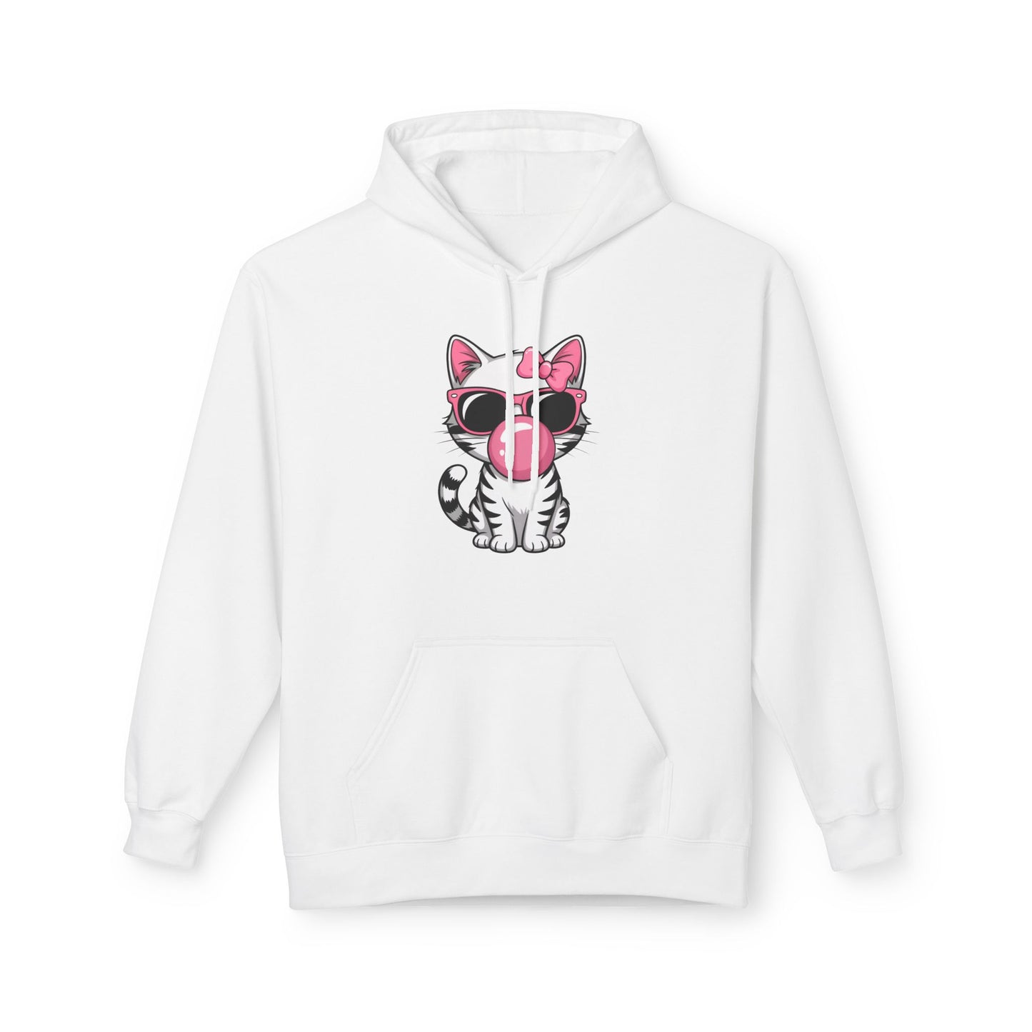 Bubble Gum Girl Kitty Hoodie, Cat Lovers Hoodie, Fun Fleece Sweater, Birthday Gift, Animal Lover Apparel
