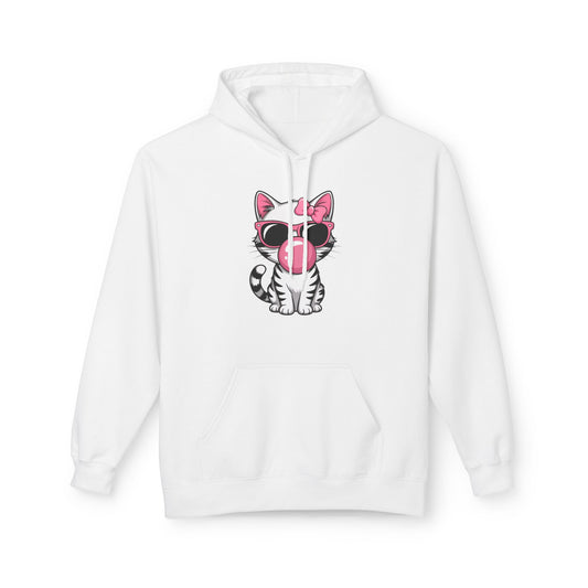 Bubble Gum Girl Kitty Hoodie, Cat Lovers Hoodie, Fun Fleece Sweater, Birthday Gift, Animal Lover Apparel