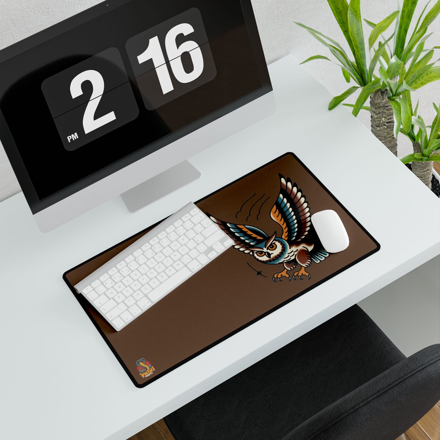 American Traditional Owl Brown Desk Mat Gaming Mouse Pad
