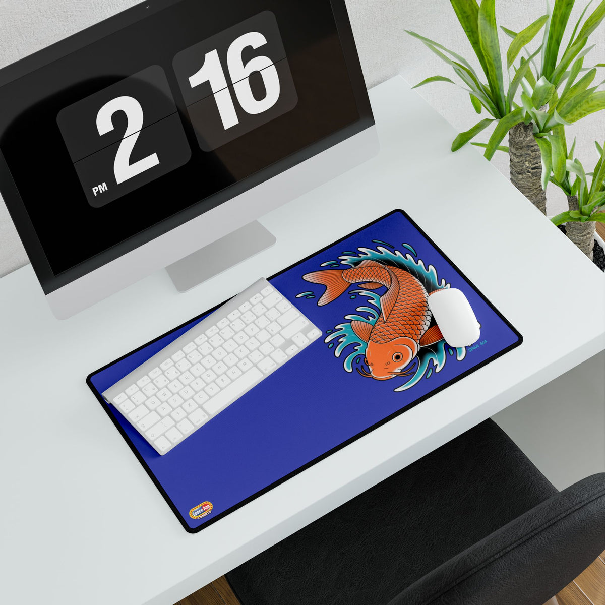 Koi Wave Desk Mat Blue Gaming Mouse Pad