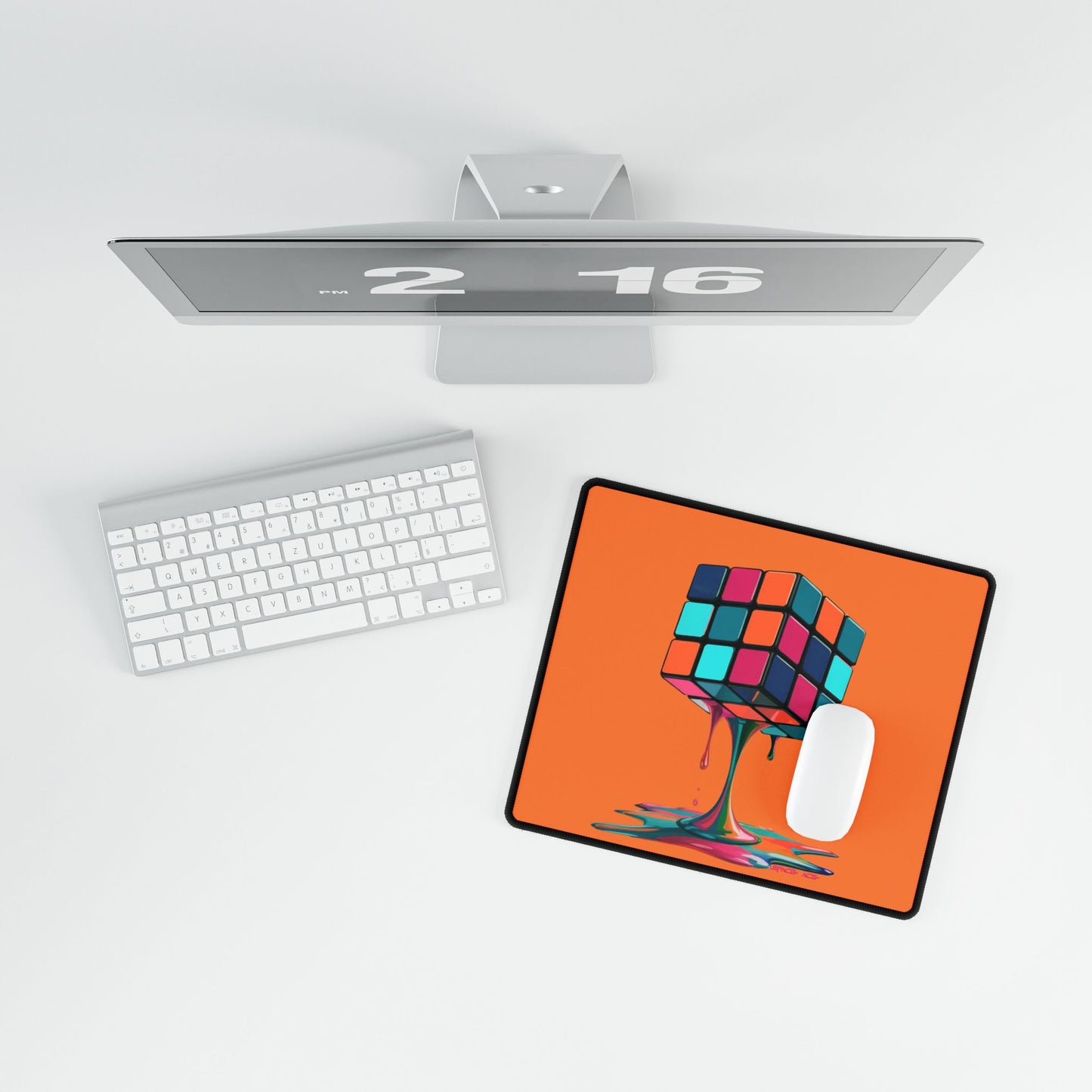 Melting Rubik Cube Desk Mat - Orange Gaming Desk Pad