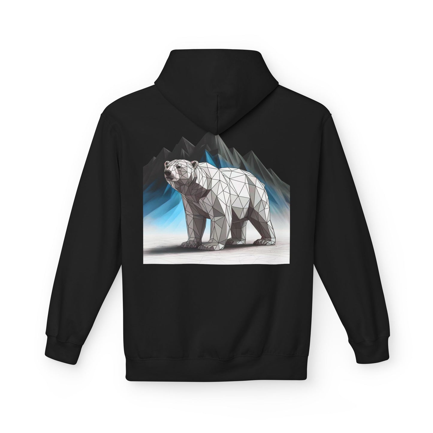 Geometric Polar Bear Hoodie — Mountain Arctic Graphic Sweatshirt