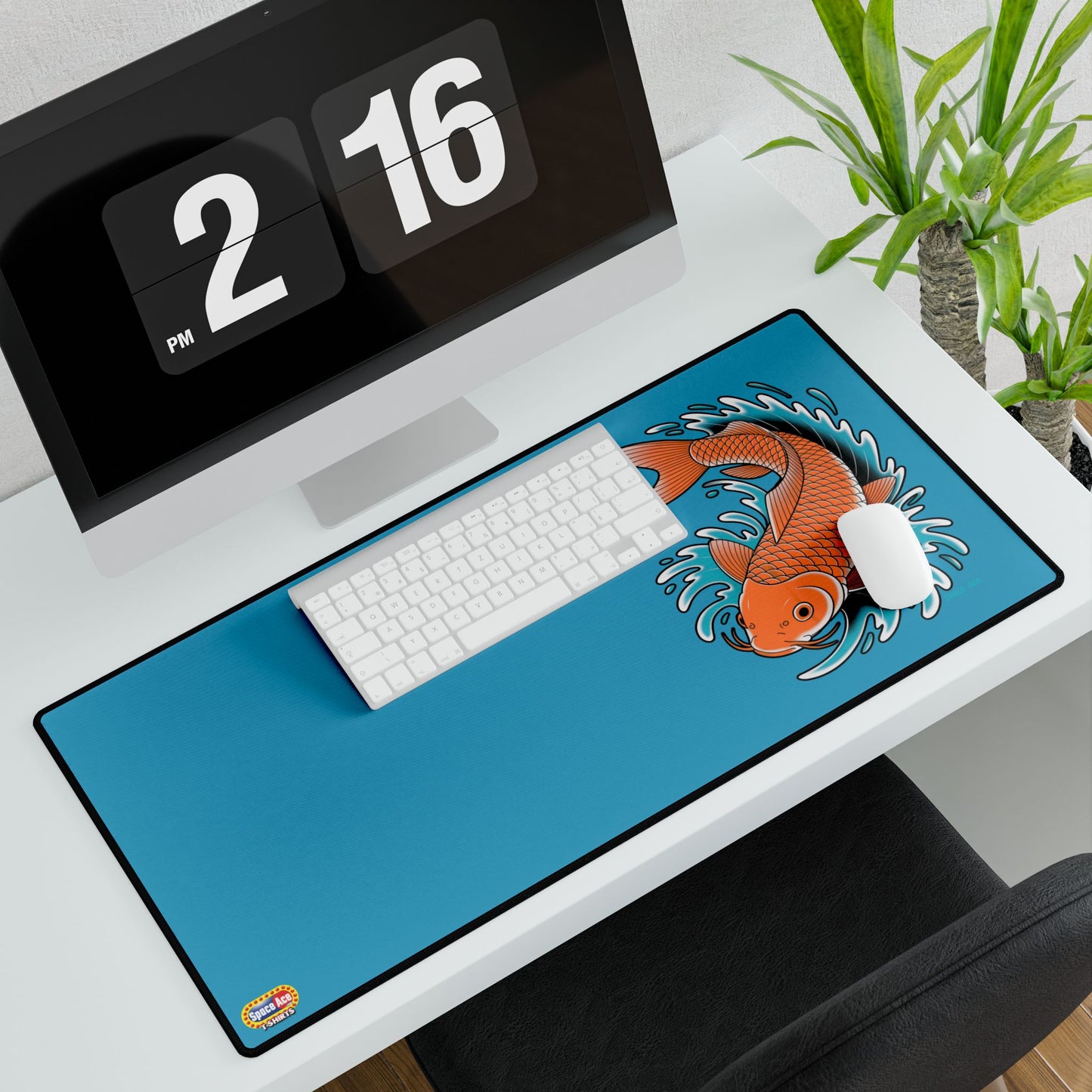Koi Wave Desk Mat Blue Gaming Mouse Pad