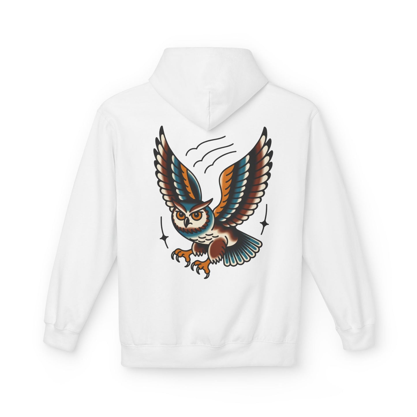 Owl Tattoo Hoodie — Vintage Flying Owl Graphic Pullover