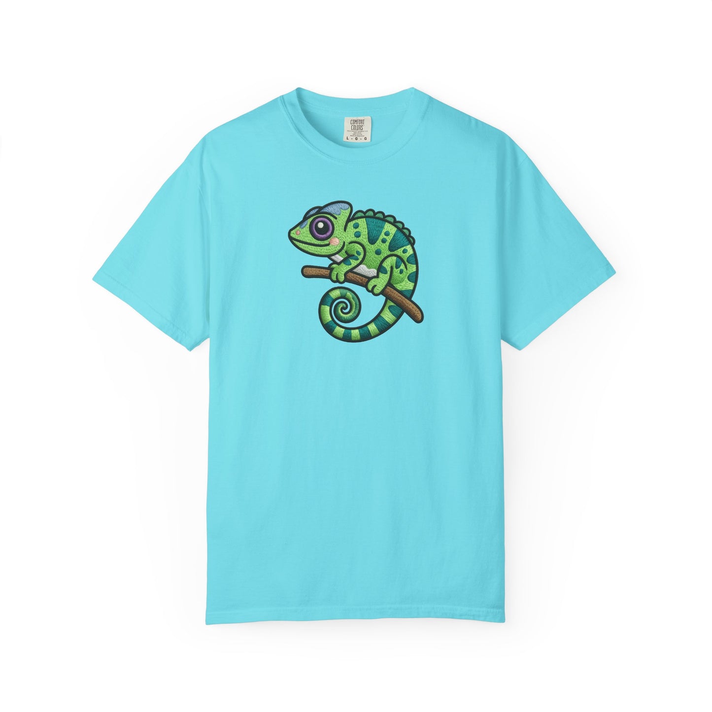Embroidery Illusion Chameleon Graphic T-Shirt