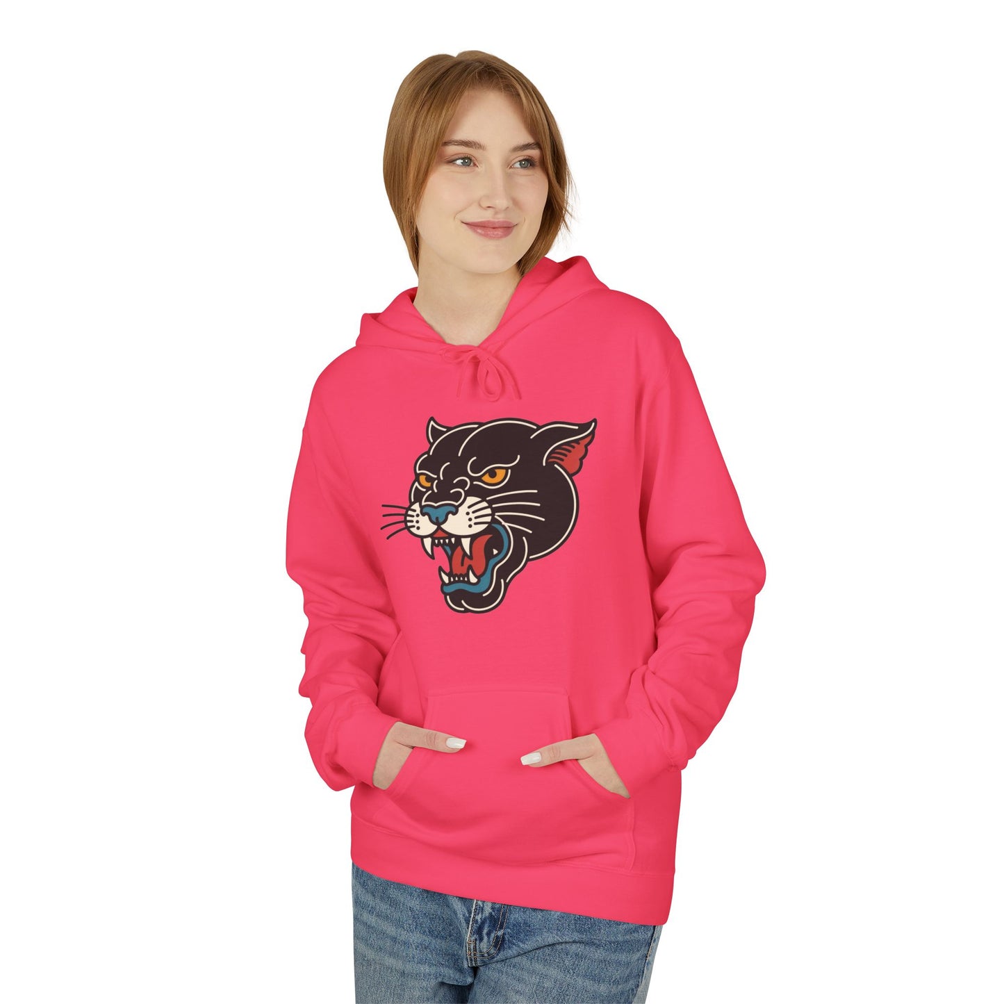 Panther Tattoo Hoodie – Retro Black Cat Graphic Sweatshirt