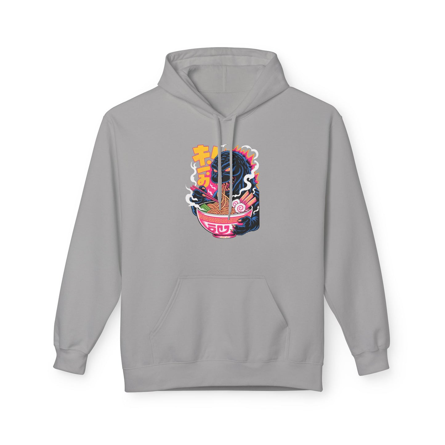 Kaiju Ramen Lover Hoodie — Neon Godzilla Eating Ramen Streetwear