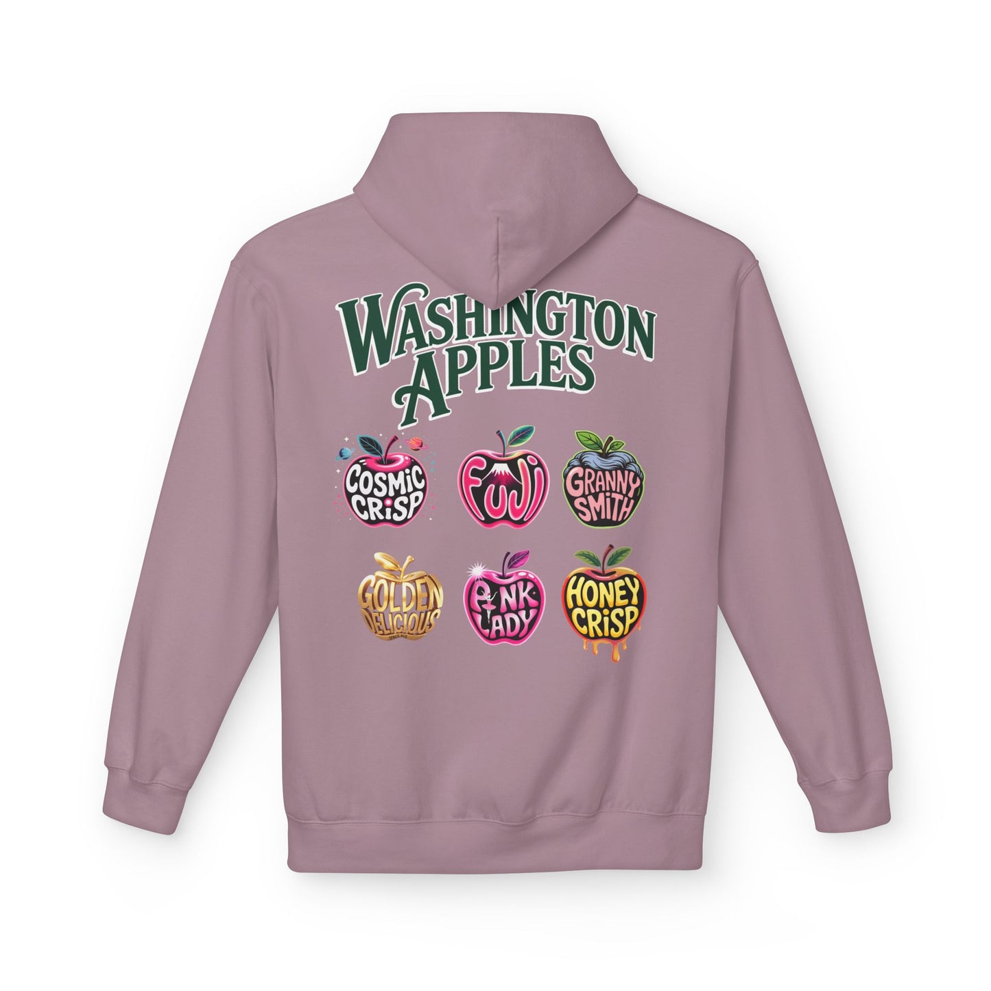 Washington Apples Hoodie — Graphic Apple Variety Sweatshirt (Cosmic Crisp, Fuji, Granny Smith, Pink Lady, Honeycrisp)