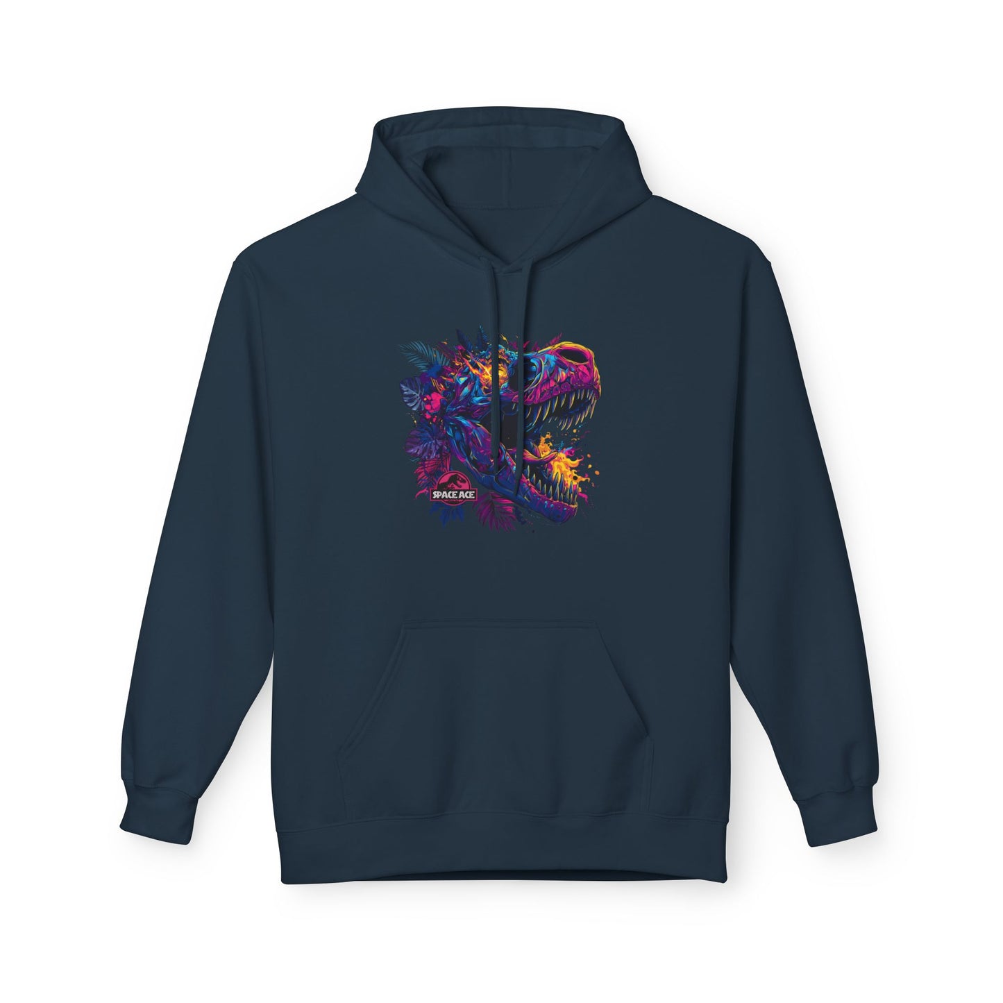 T-Rex Neon Jungle Hoodie — Colorful Dinosaur Graphic Pullover