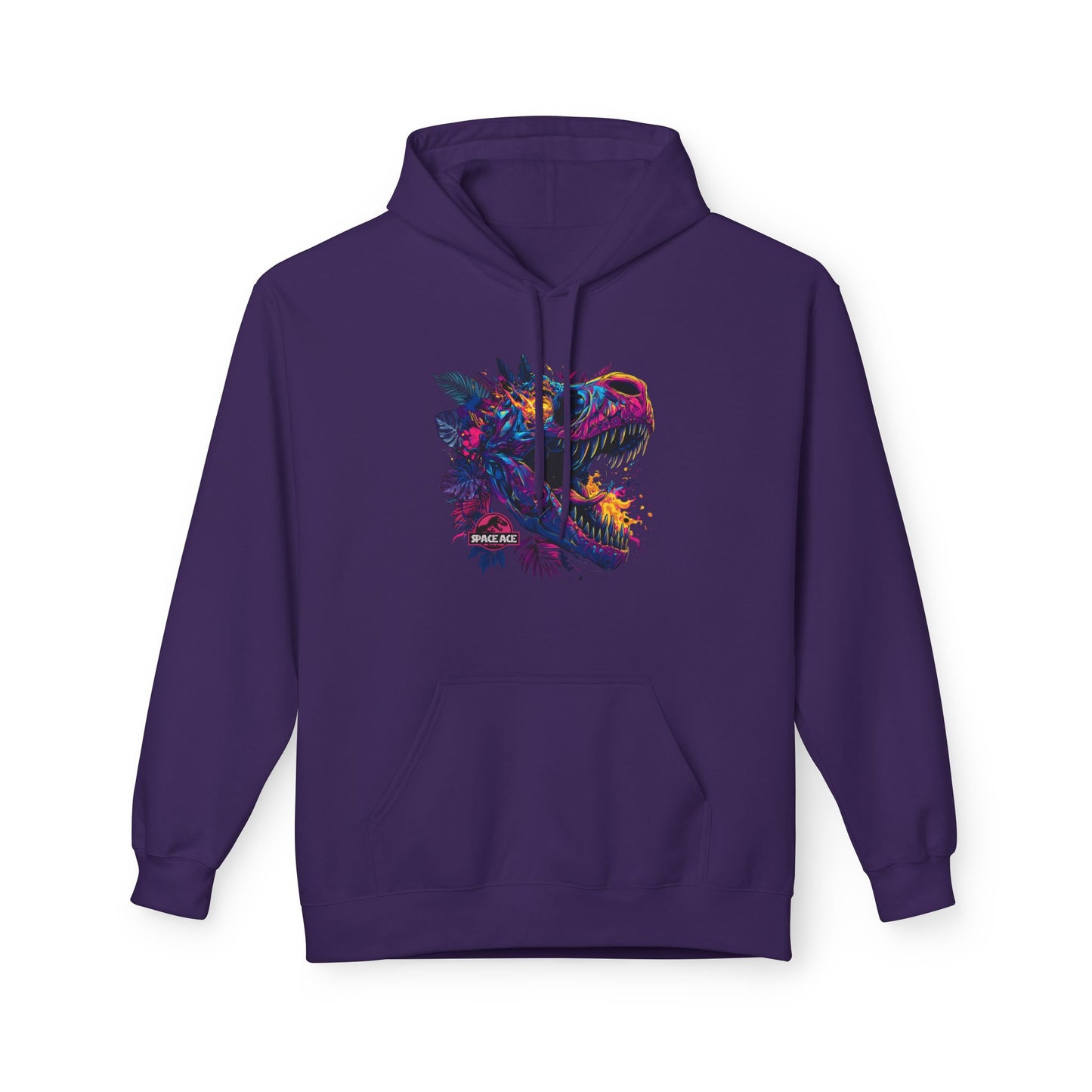 T-Rex Neon Jungle Hoodie — Colorful Dinosaur Graphic Pullover