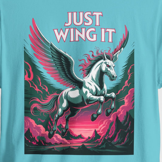 Just Wing It Pink Pegasus Shirt Lightning Clash of the Titans Mythical Horse