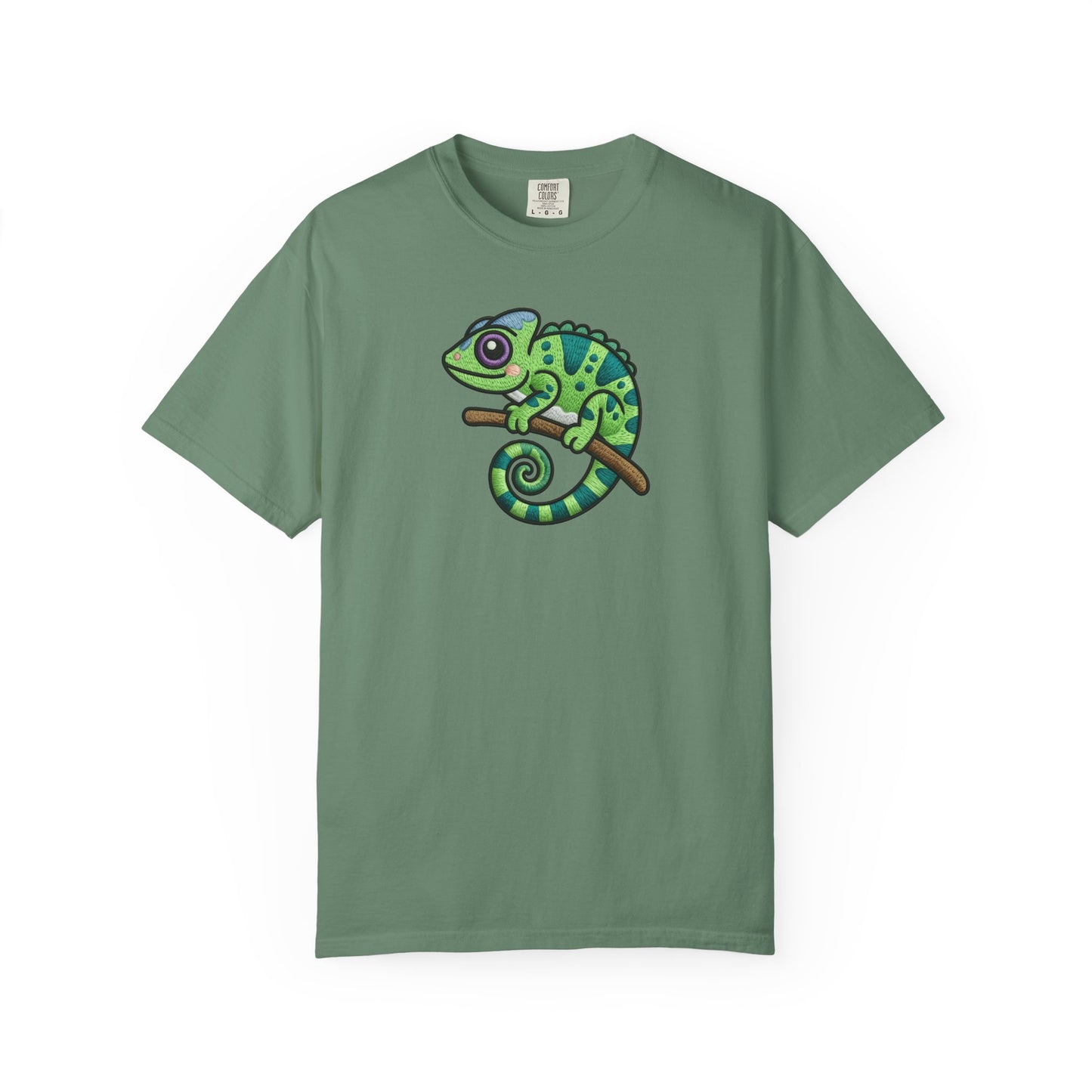 Embroidery Illusion Chameleon Graphic T-Shirt