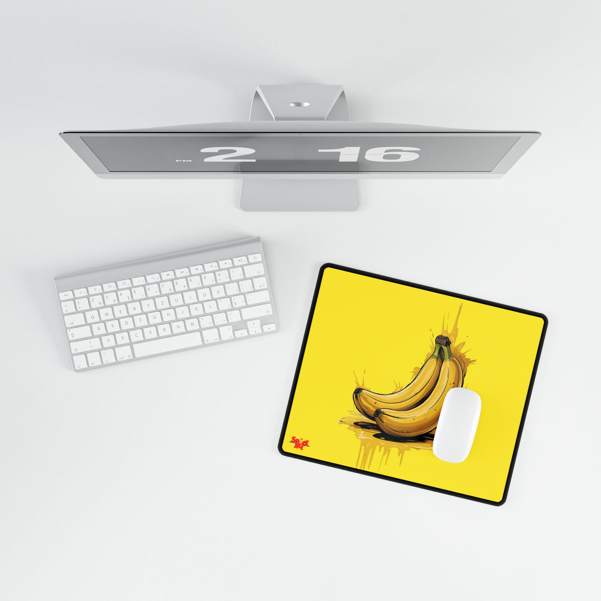 Banana Illustration Desk Mat - Yellow Fruit Playful Workspace Pad