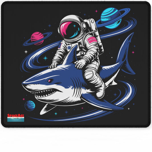 Astronaut Riding Shark Desk Mat - Space Shark Gaming Deskpad