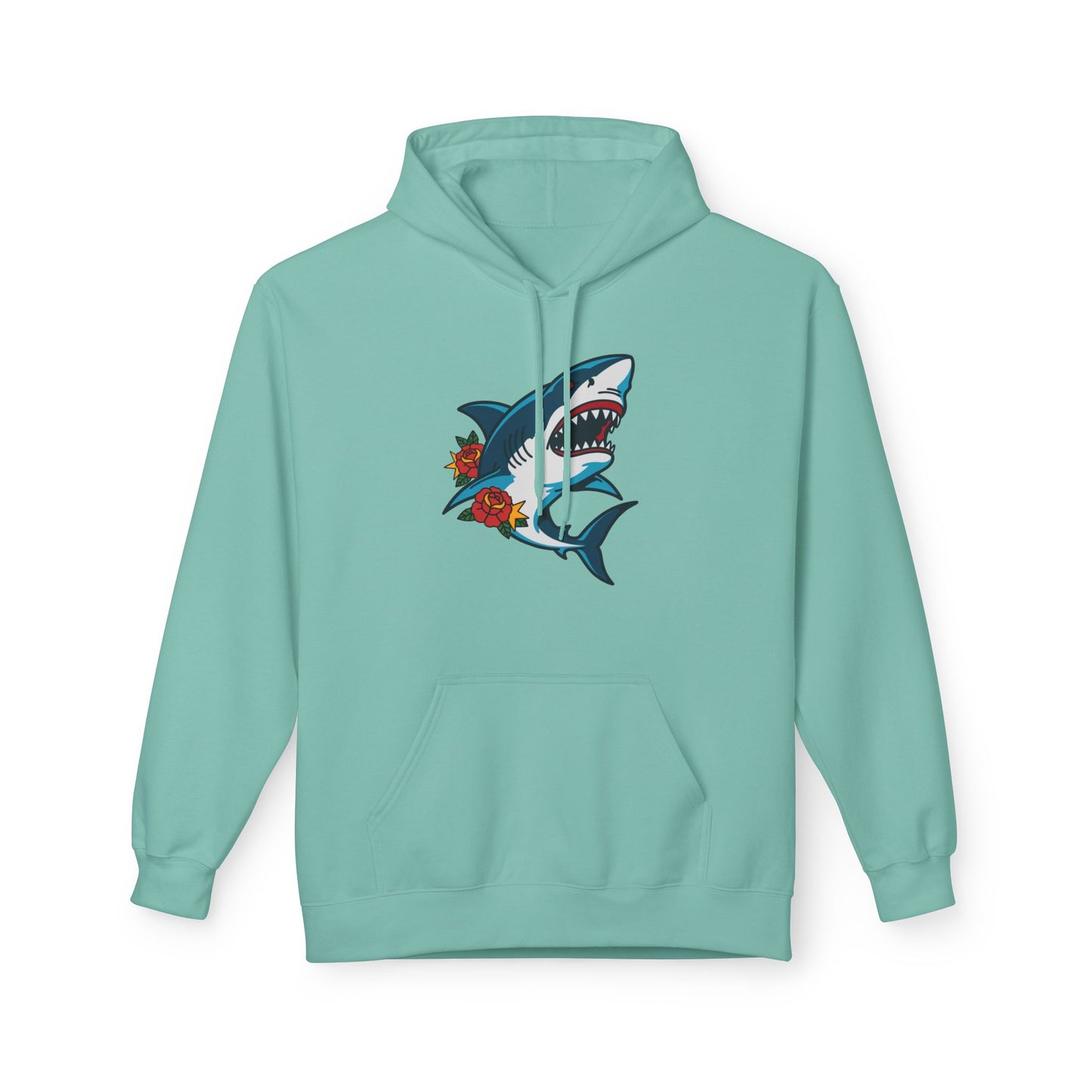 Shark Tattoo Hoodie — Vintage Floral Great White Sweatshirt