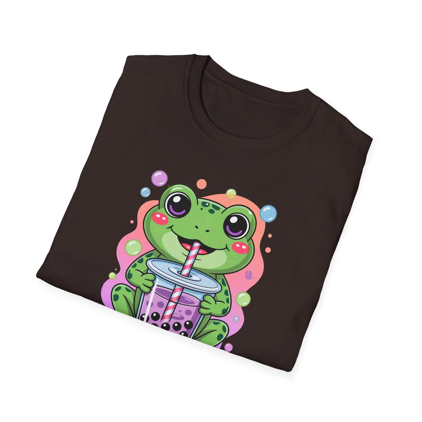 Frog Bubble Tea T-Shirt Cute Kawaii Frog Drinking Boba Tee