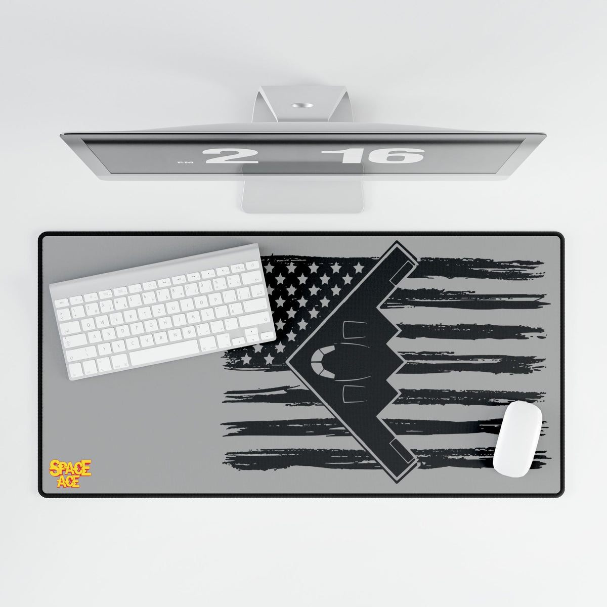 Stealth Bomber American Flag Desk Mat - Military Aviation Mouse Pad