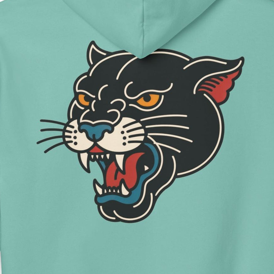 Panther Tattoo Hoodie – Retro Black Cat Graphic Sweatshirt