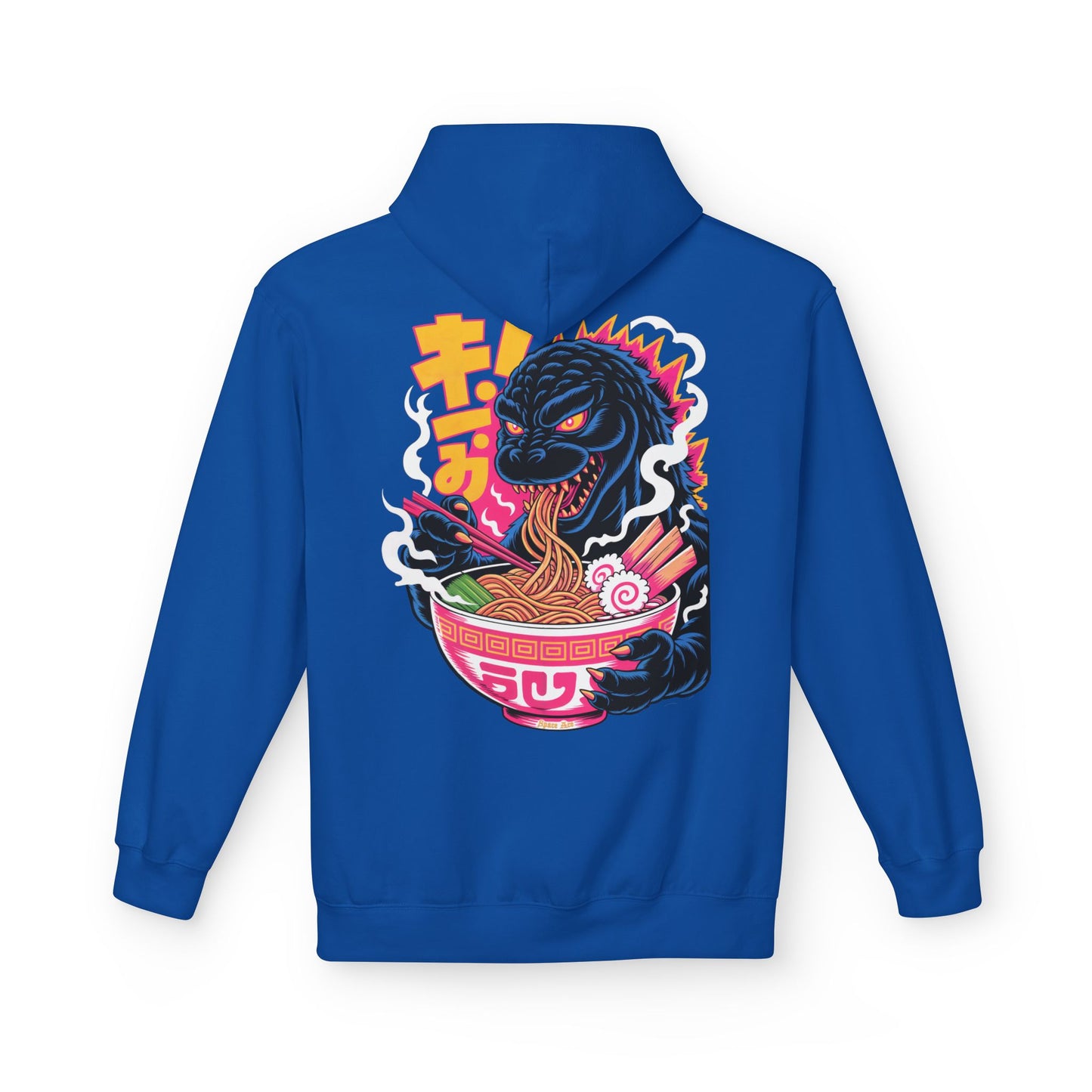 Kaiju Ramen Lover Hoodie — Neon Godzilla Eating Ramen Streetwear