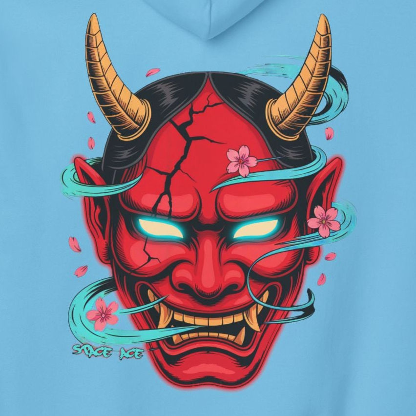 Hannya Mask Hoodie — Japanese Oni Mask Streetwear Pullover