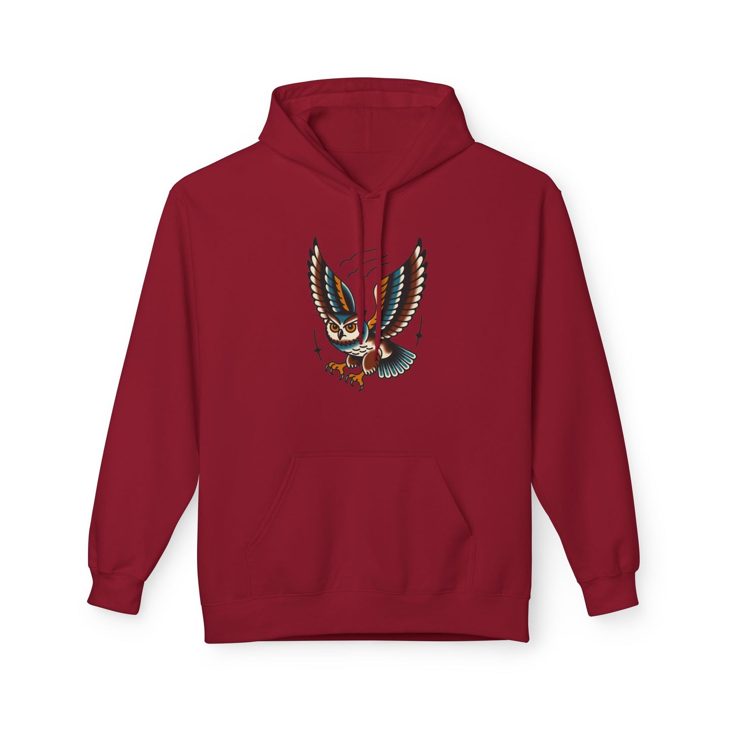 Owl Tattoo Hoodie — Vintage Flying Owl Graphic Pullover