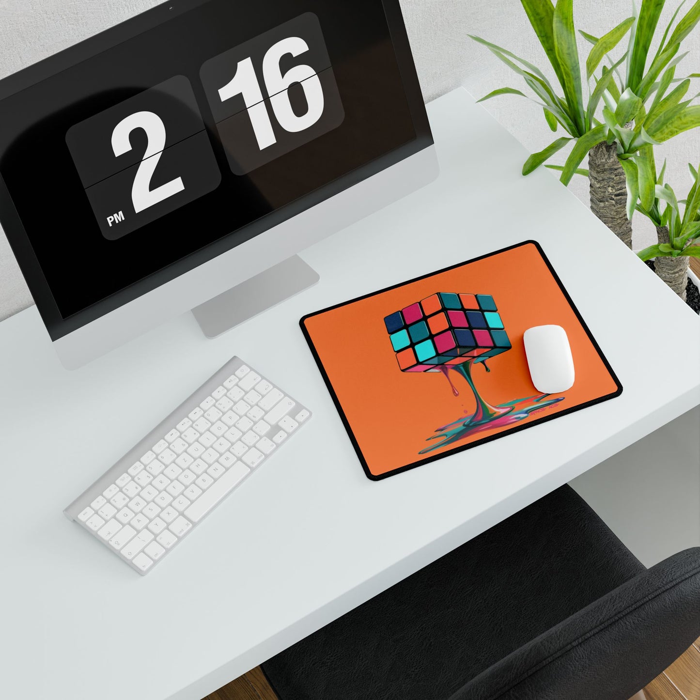 Melting Rubik Cube Desk Mat - Orange Gaming Desk Pad