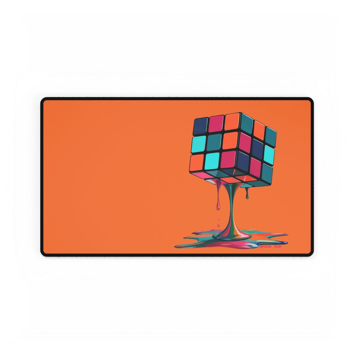 Melting Rubik Cube Desk Mat - Orange Gaming Desk Pad