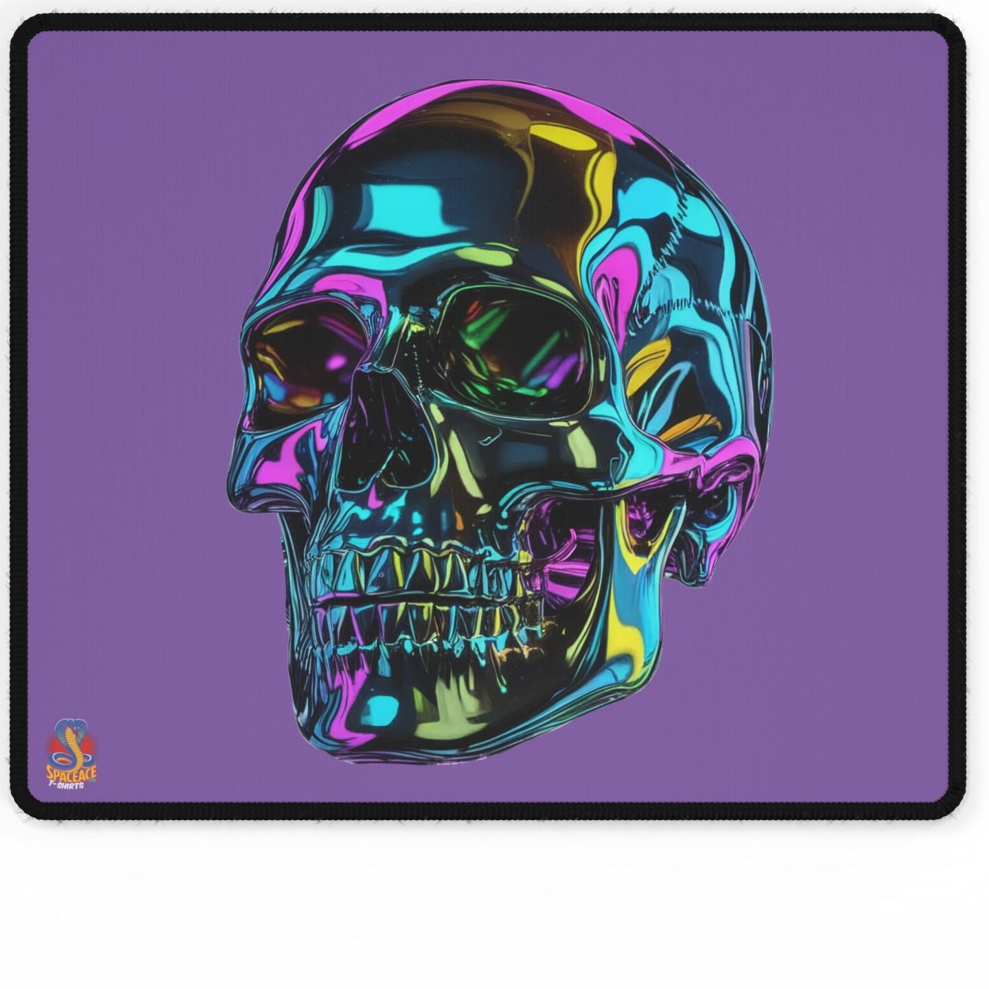 Neon Iridescent Skull Desk Mat Gaming Mouse Pad