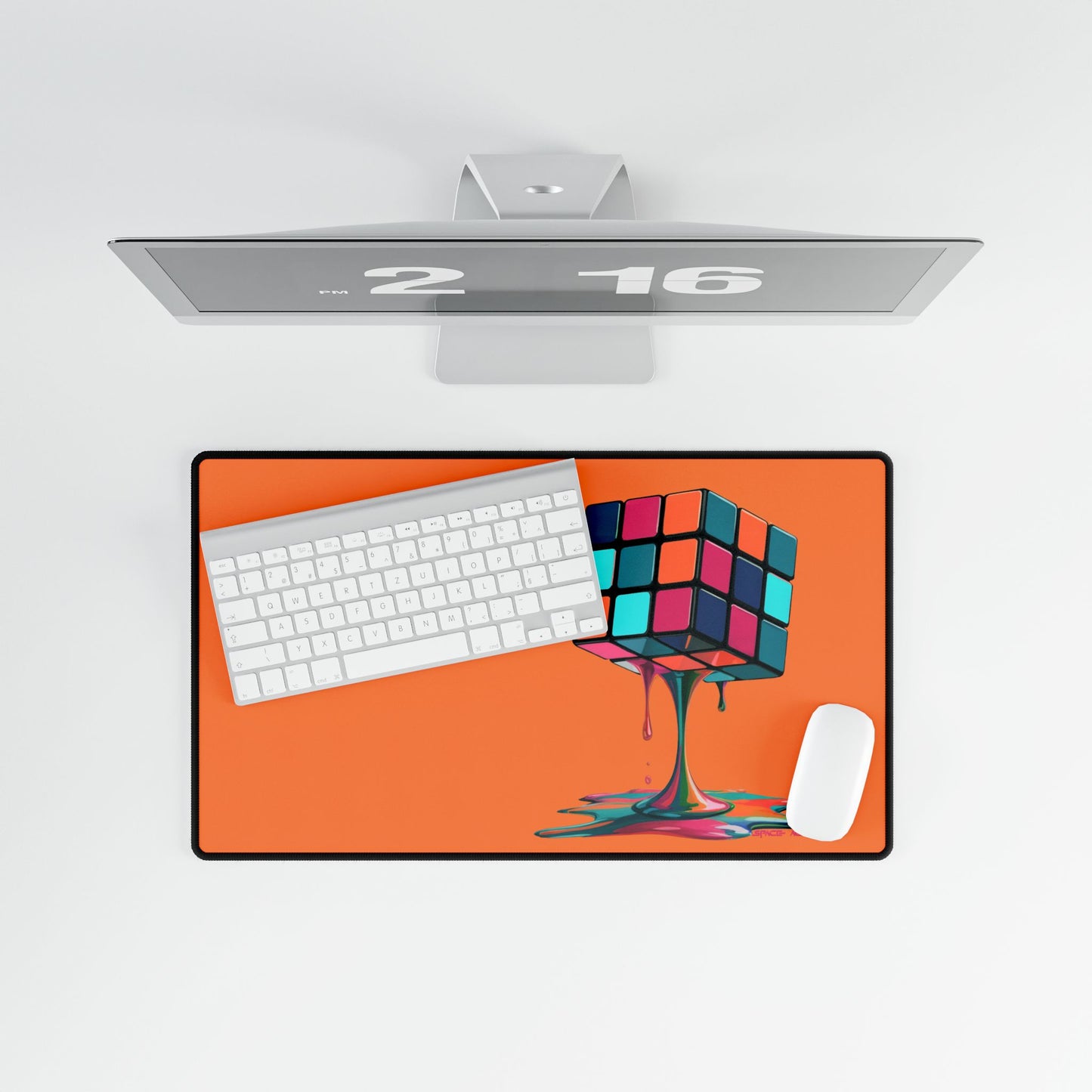 Melting Rubik Cube Desk Mat - Orange Gaming Desk Pad
