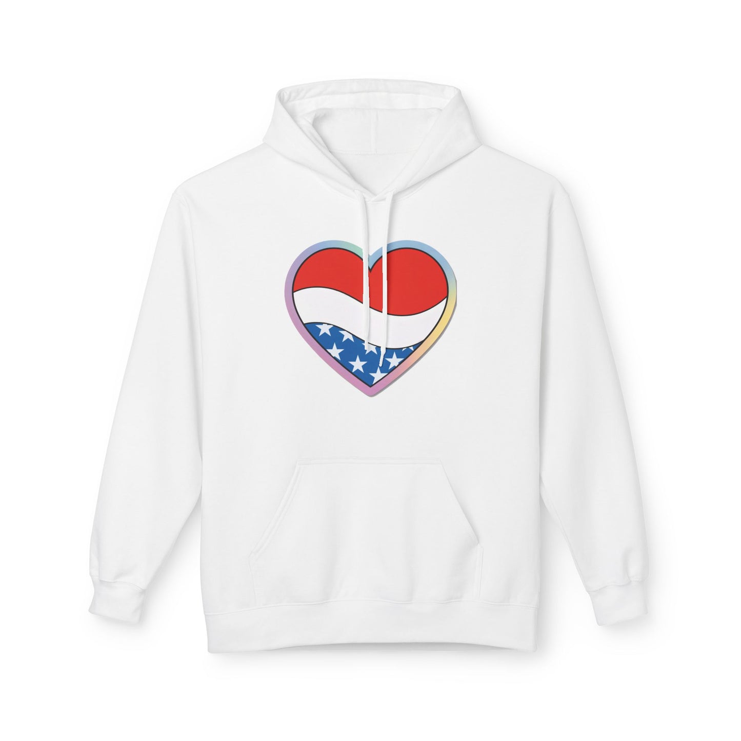 Heart Flag Hoodie — Patriotic & Rainbow Heart Pullover