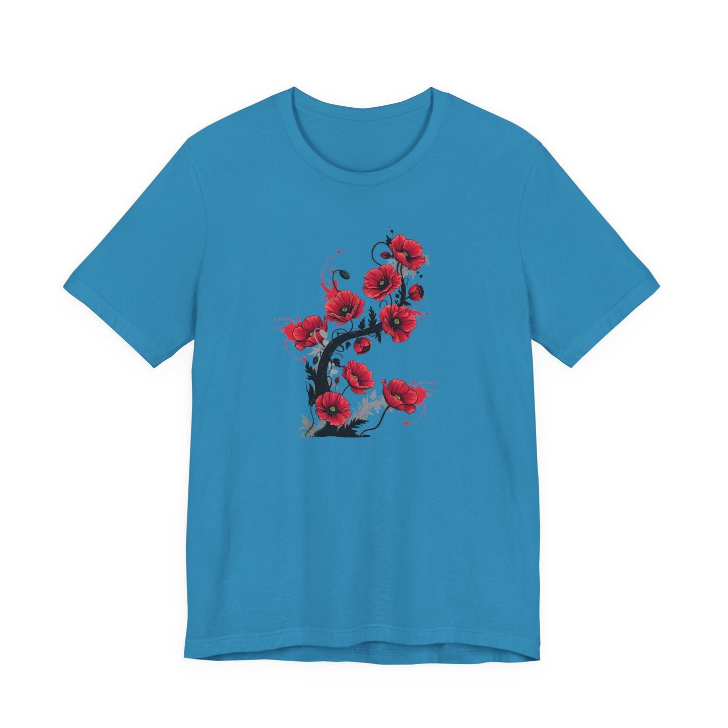 Red Poppies Graphic Tee , Casual Wear, Gift for Plant Lovers, Birthday Gift, Festival Apparel