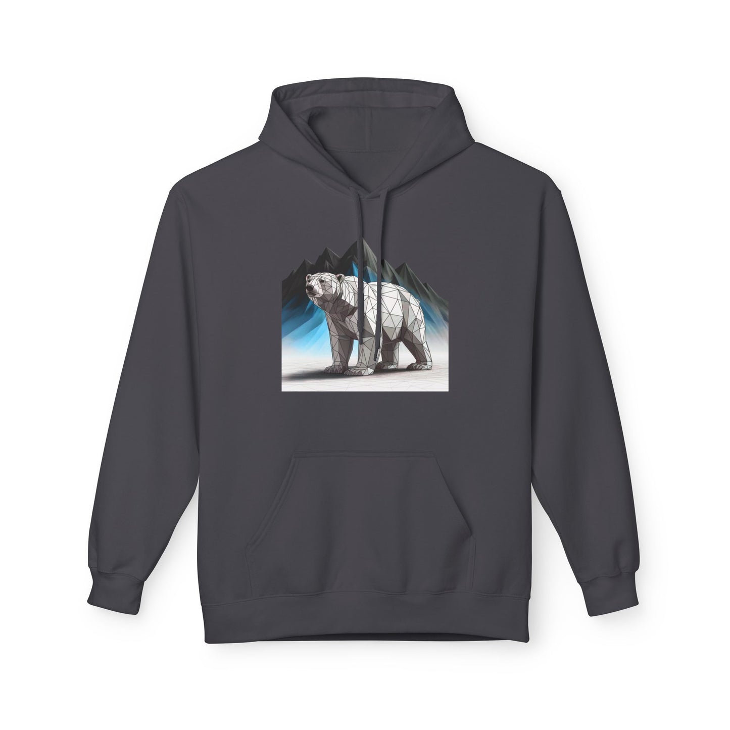Geometric Polar Bear Hoodie — Mountain Arctic Graphic Sweatshirt