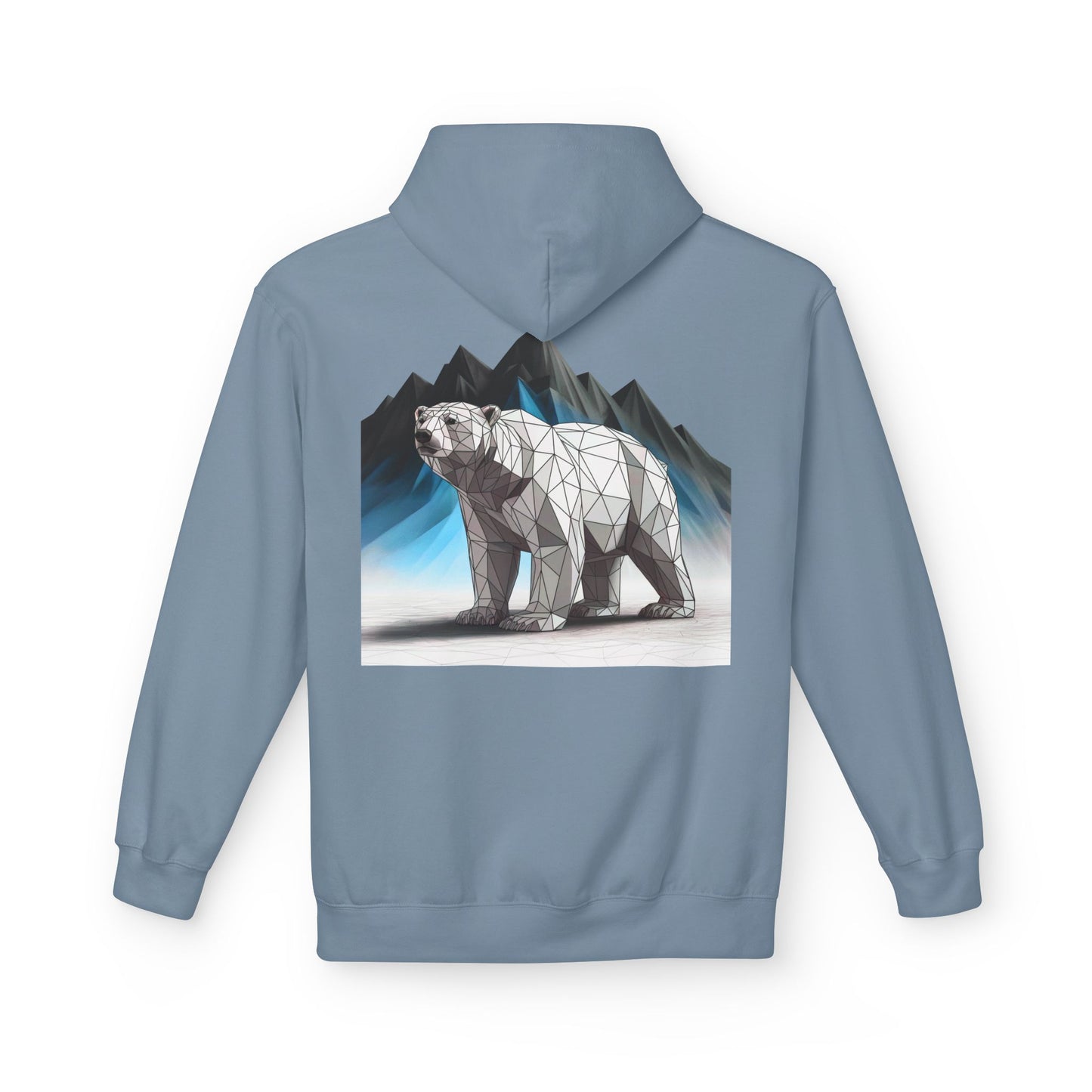 Geometric Polar Bear Hoodie — Mountain Arctic Graphic Sweatshirt