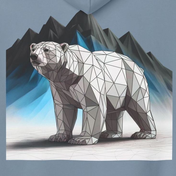 Geometric Polar Bear Hoodie — Mountain Arctic Graphic Sweatshirt