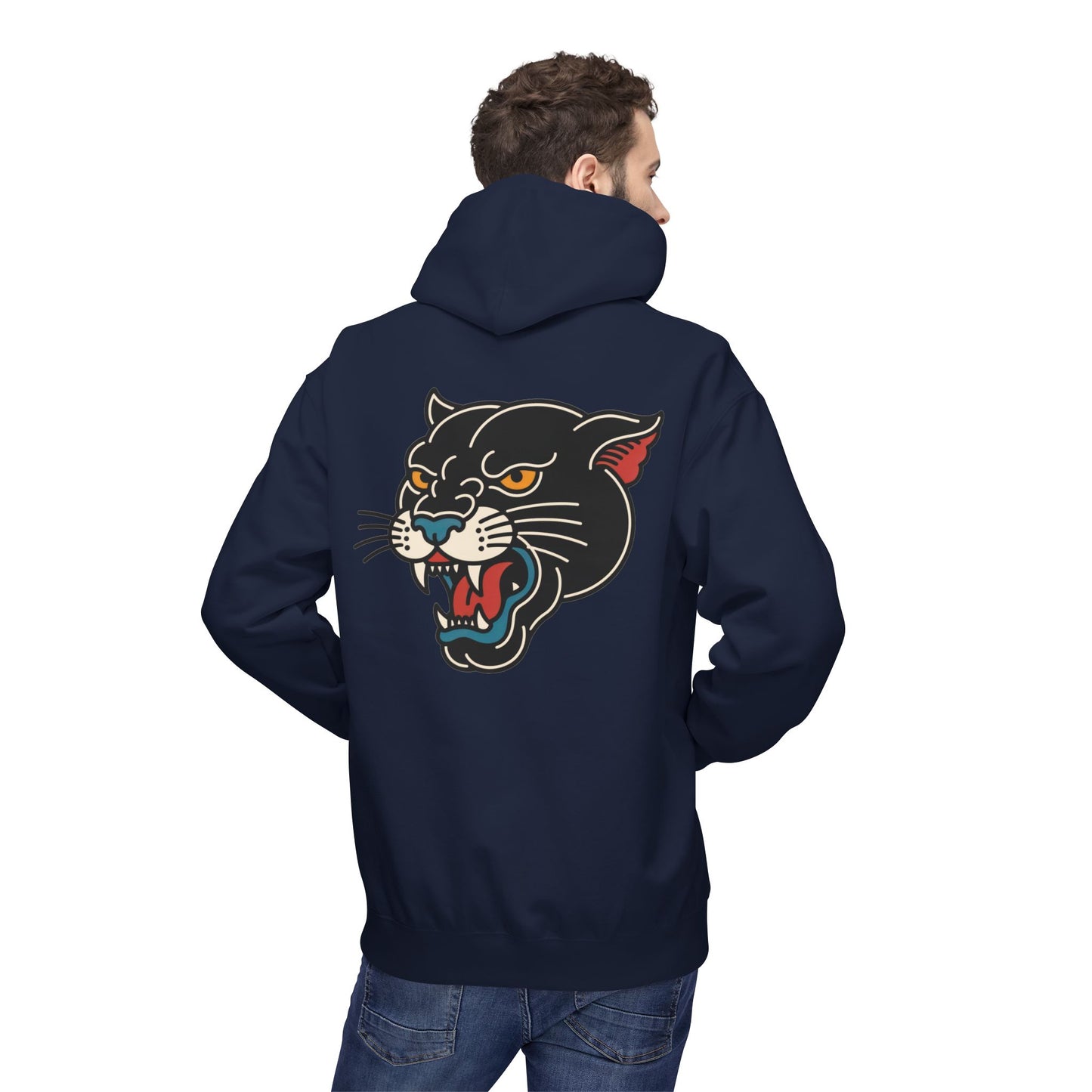 Panther Tattoo Hoodie – Retro Black Cat Graphic Sweatshirt