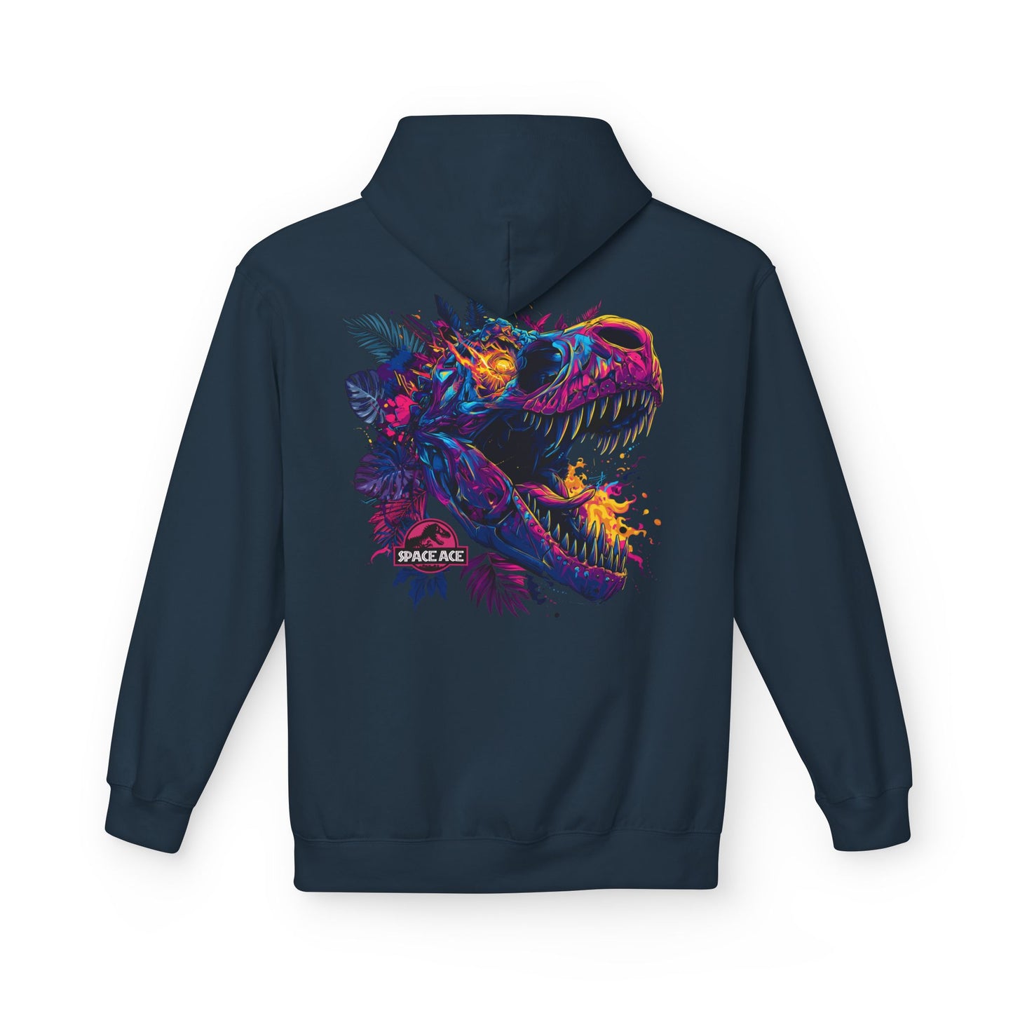 T-Rex Neon Jungle Hoodie — Colorful Dinosaur Graphic Pullover