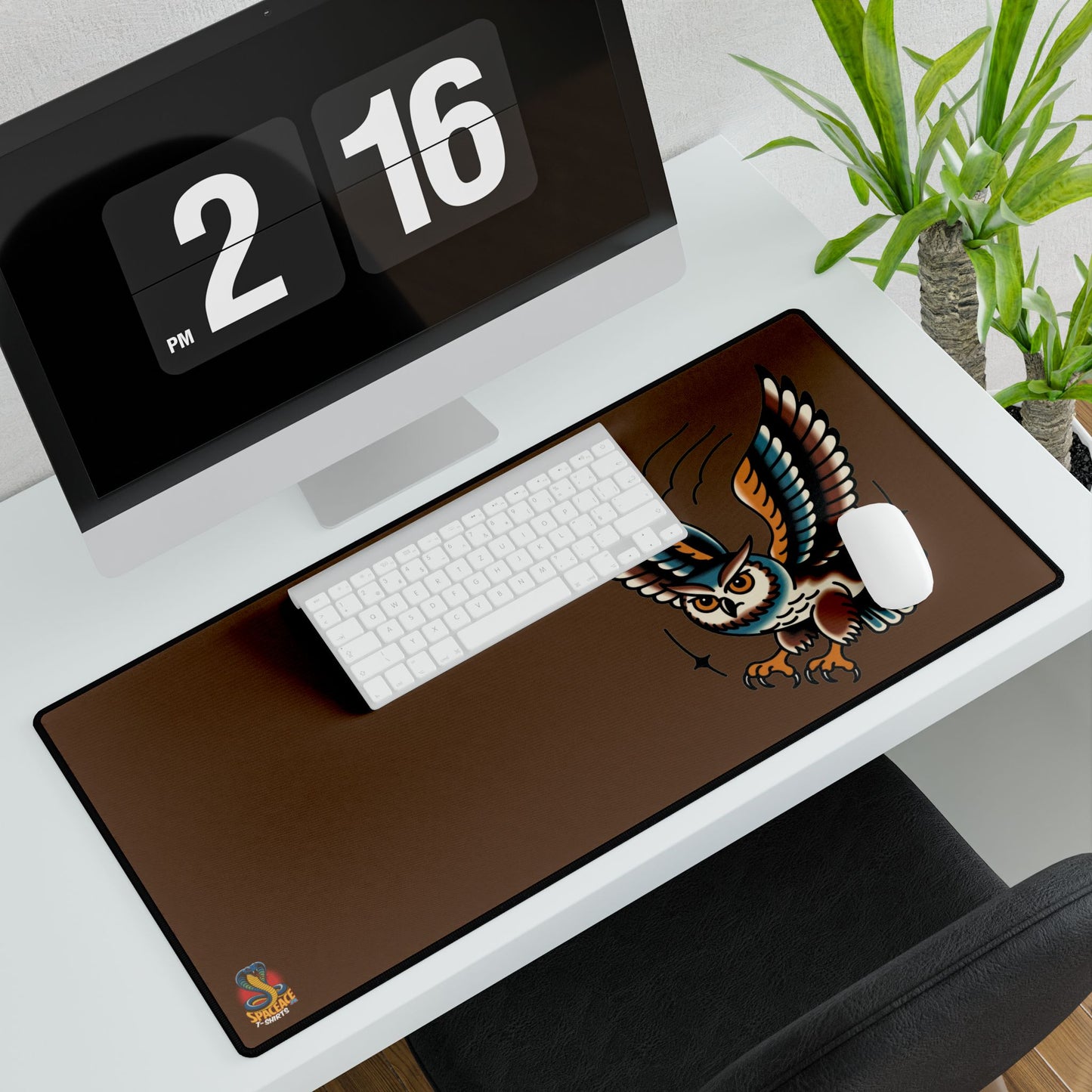 American Traditional Owl Brown Desk Mat Gaming Mouse Pad