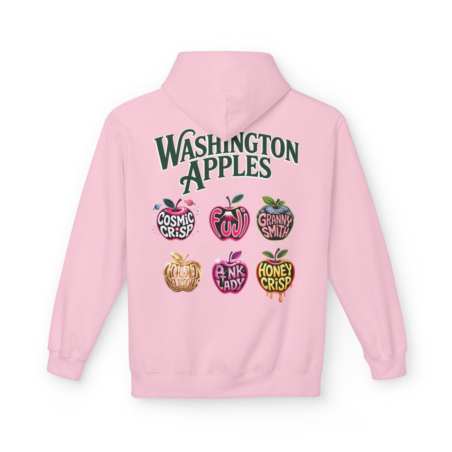 Washington Apples Hoodie — Graphic Apple Variety Sweatshirt (Cosmic Crisp, Fuji, Granny Smith, Pink Lady, Honeycrisp)