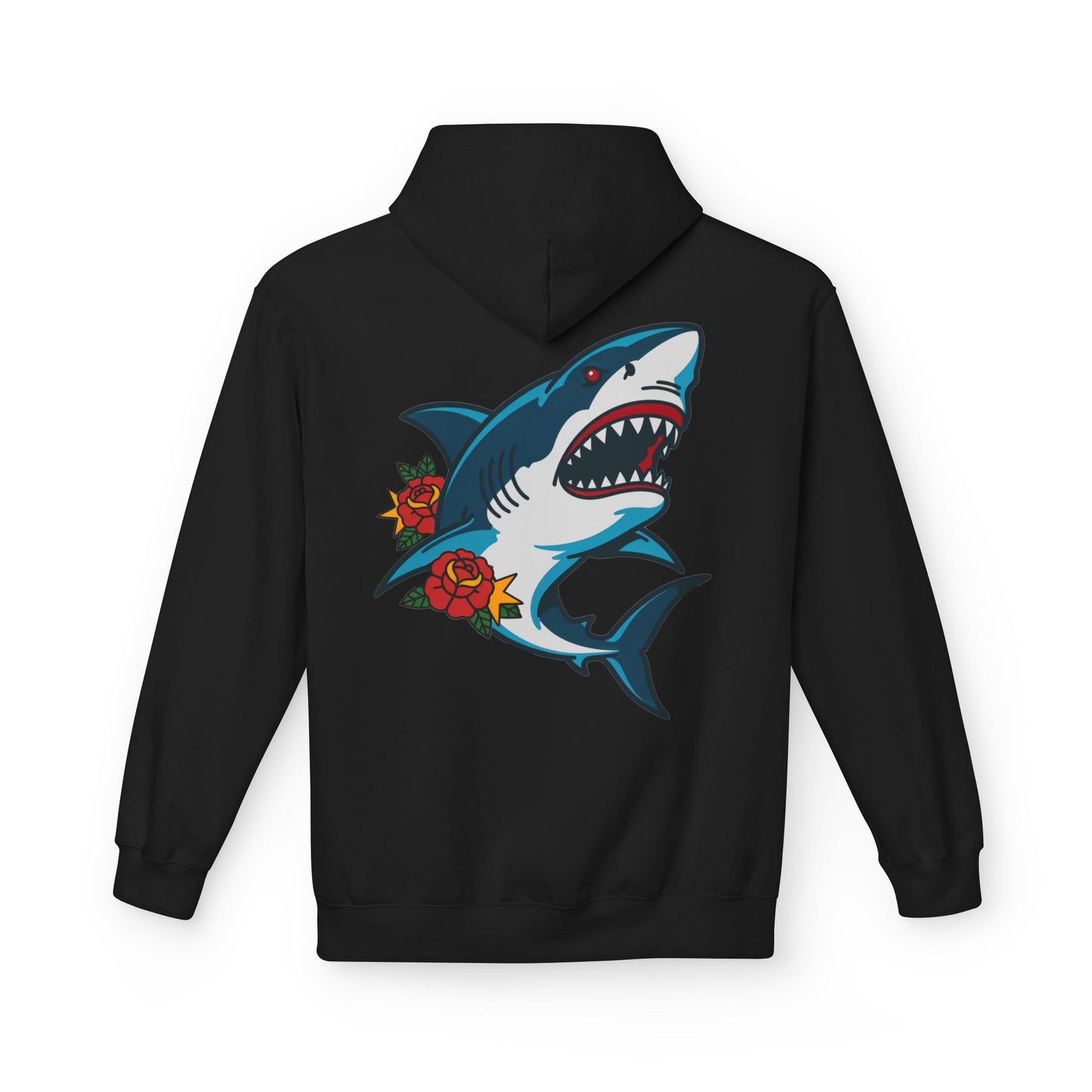Shark Tattoo Hoodie — Vintage Floral Great White Sweatshirt