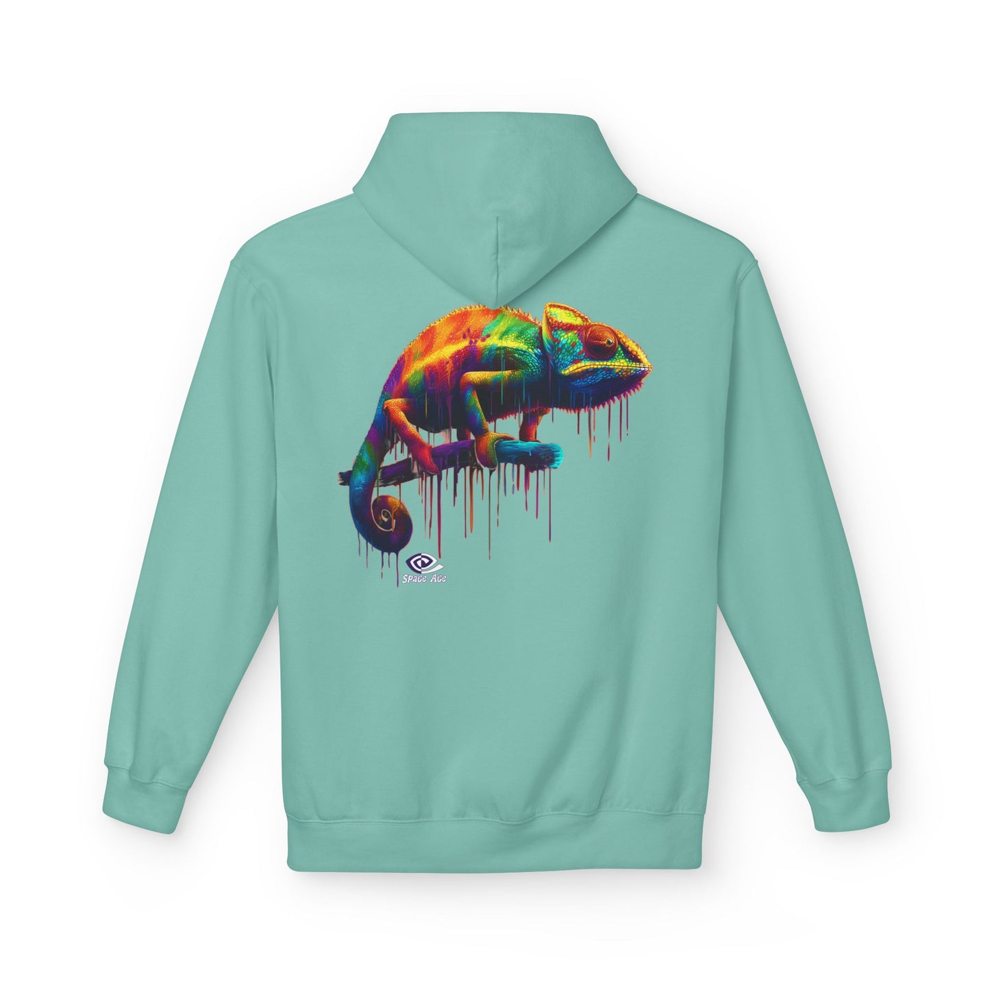 Benchmark Chameleon Hoodie — Colorful Reptile Art
