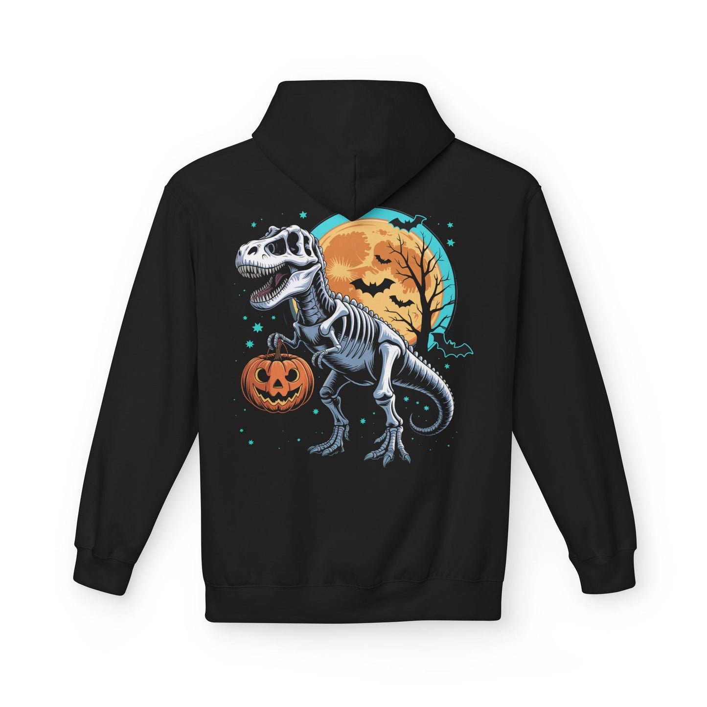 Skeleton T-Rex Halloween Hoodie — Dino Jack-O'-Lantern Pullover