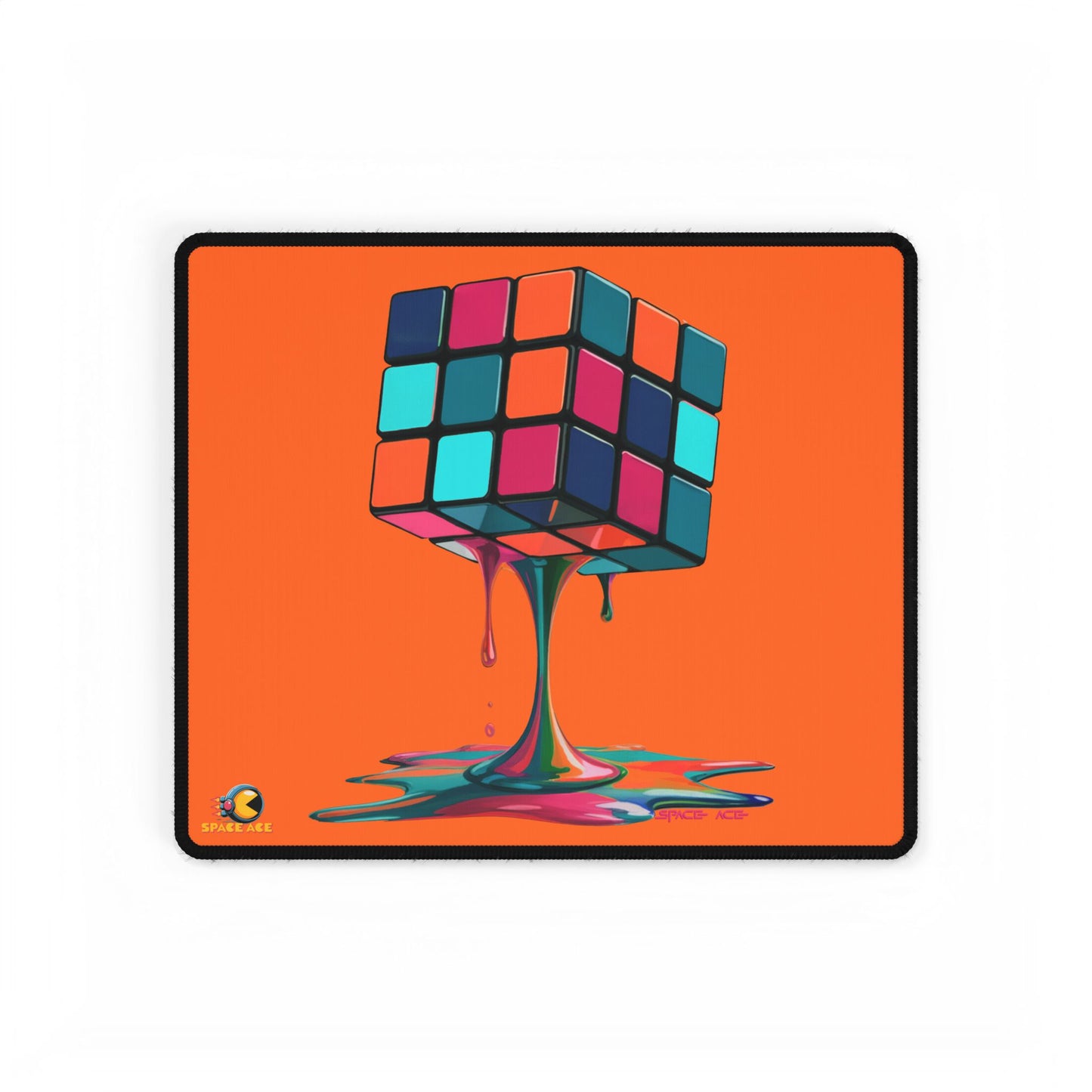 Melting Rubik Cube Desk Mat - Orange Gaming Desk Pad