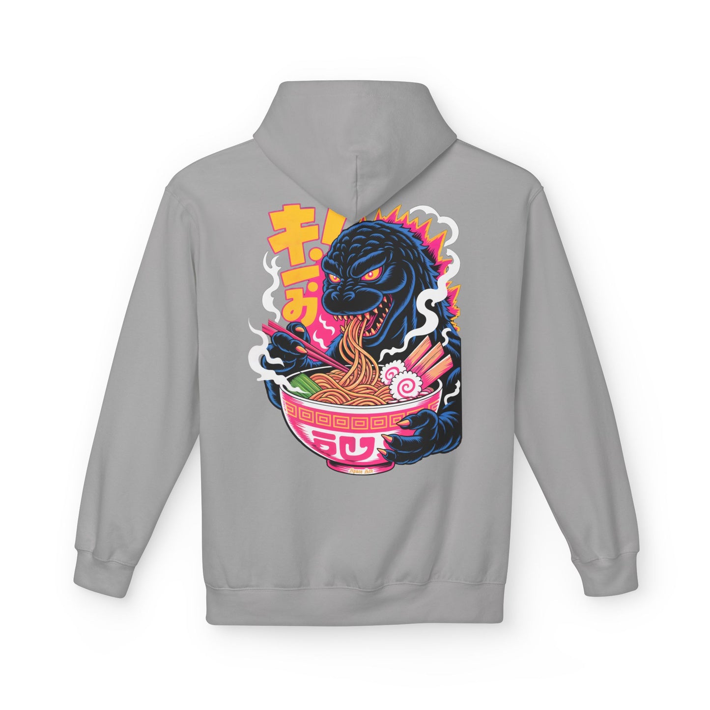Kaiju Ramen Lover Hoodie — Neon Godzilla Eating Ramen Streetwear