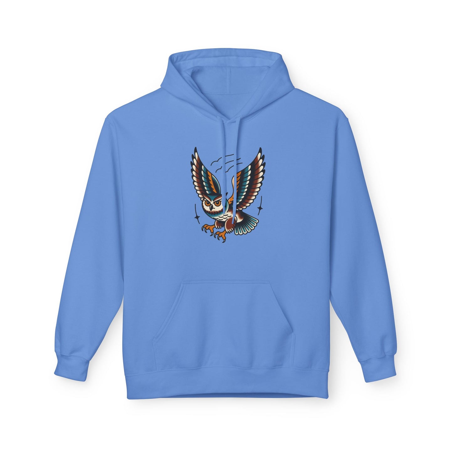 Owl Tattoo Hoodie — Vintage Flying Owl Graphic Pullover