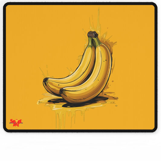 Banana Illustration Desk Mat - Yellow Fruit Playful Workspace Pad