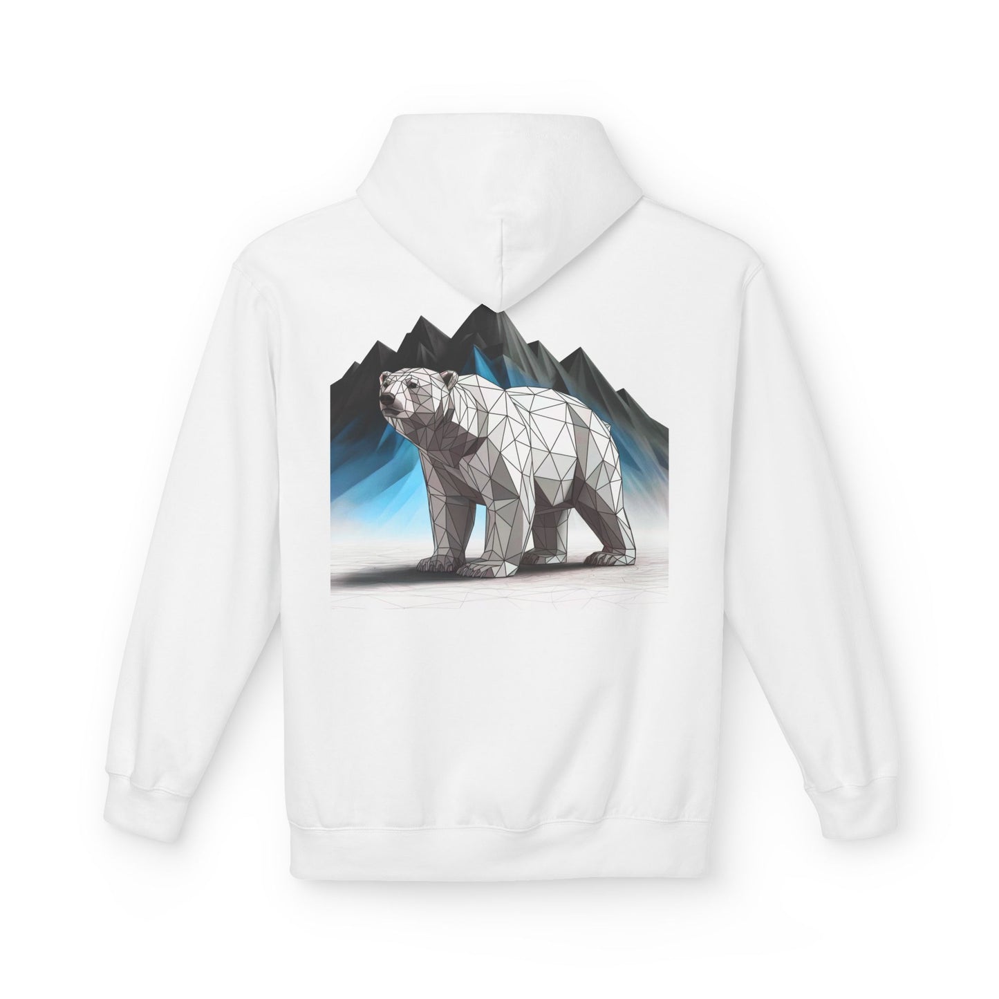 Geometric Polar Bear Hoodie — Mountain Arctic Graphic Sweatshirt