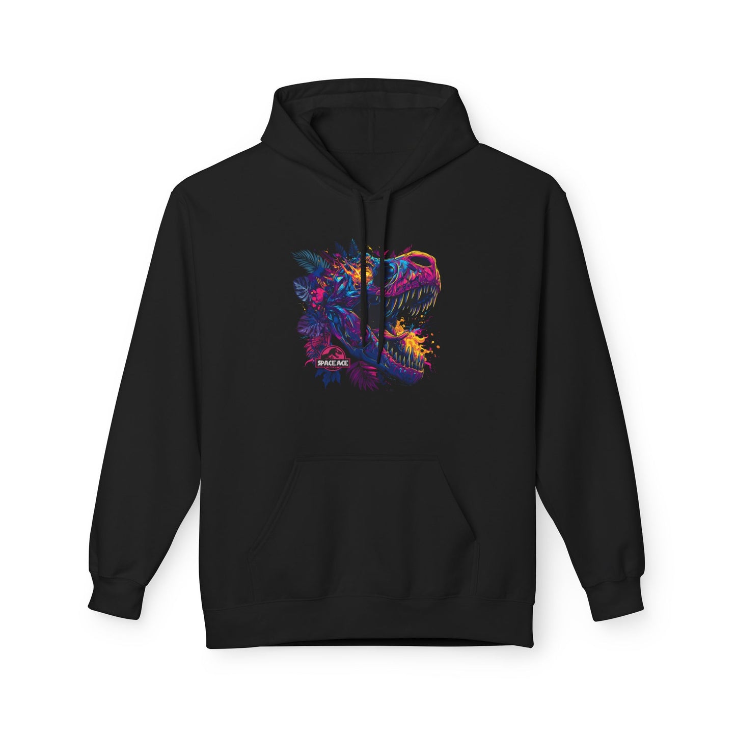 T-Rex Neon Jungle Hoodie — Colorful Dinosaur Graphic Pullover