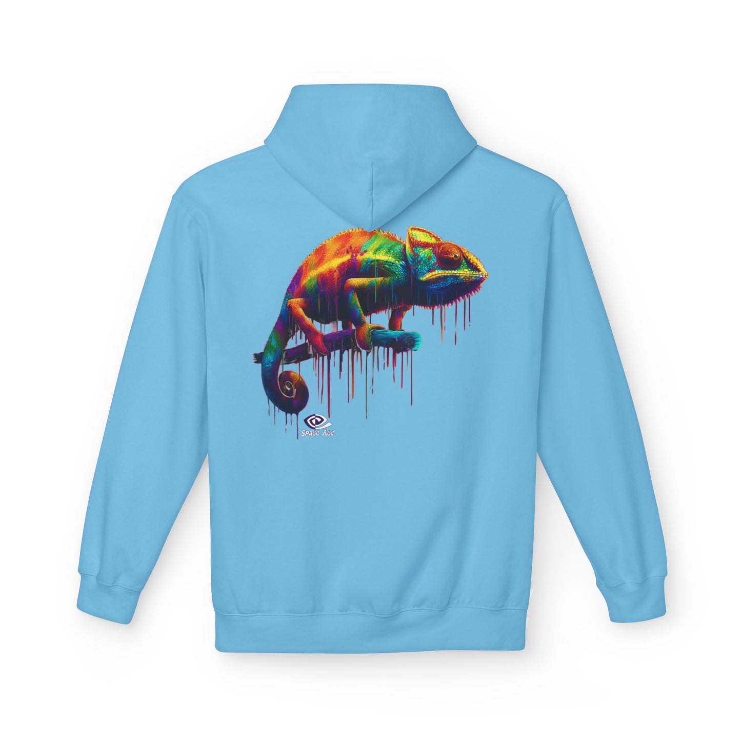 Benchmark Chameleon Hoodie — Colorful Reptile Art